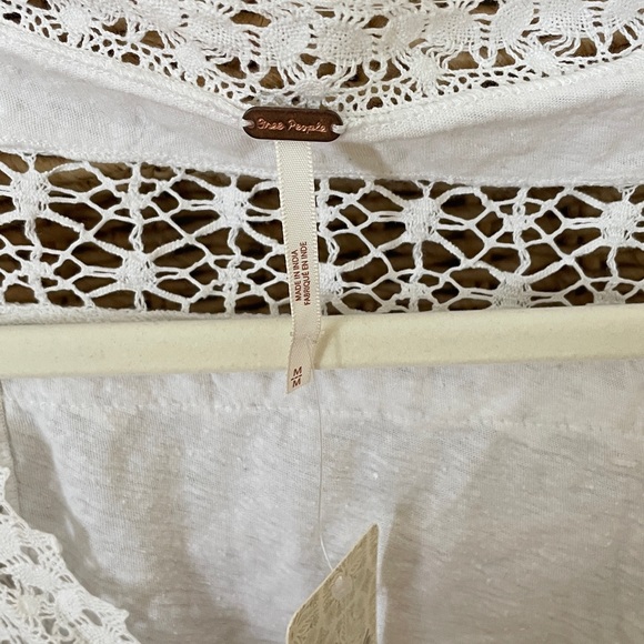 Free people white tie front crochet boho blouse NWT retail $98 szm - Picture 3 of 9